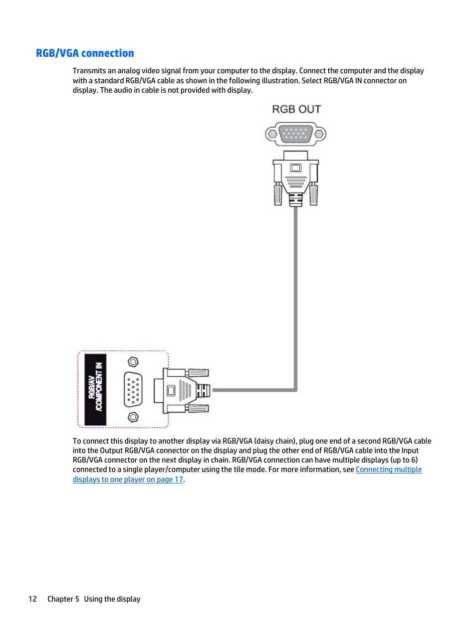 Rgb/vga connection | HP LD5535 55-inch LED Digital Signage Display User Manual | Page 22 / 106