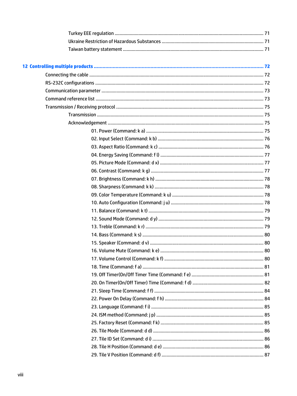 HP LD5535 55-inch LED Digital Signage Display User Manual | Page 8 / 106