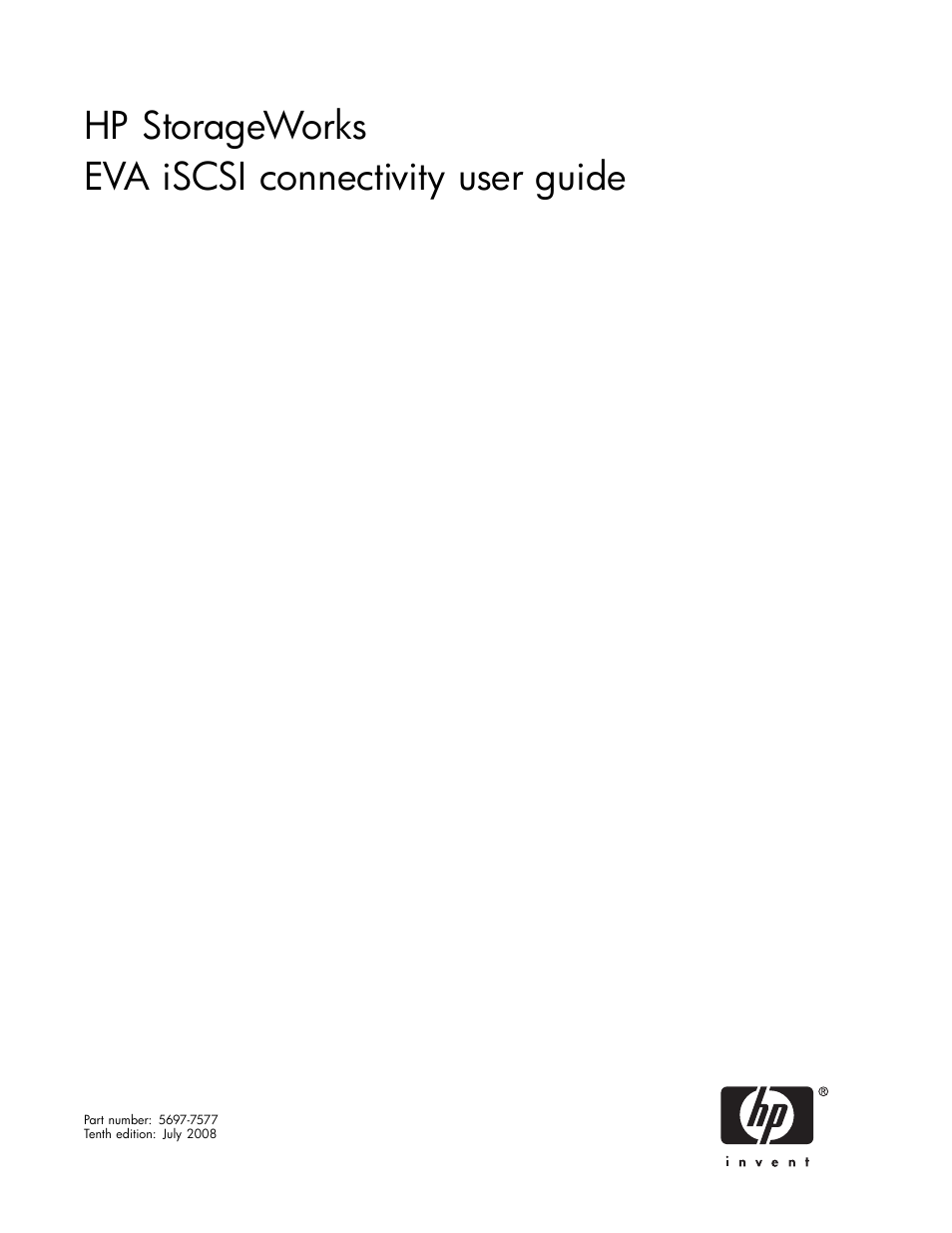 HP EVA Array iSCSI Connectivity Option User Manual | 229 pages