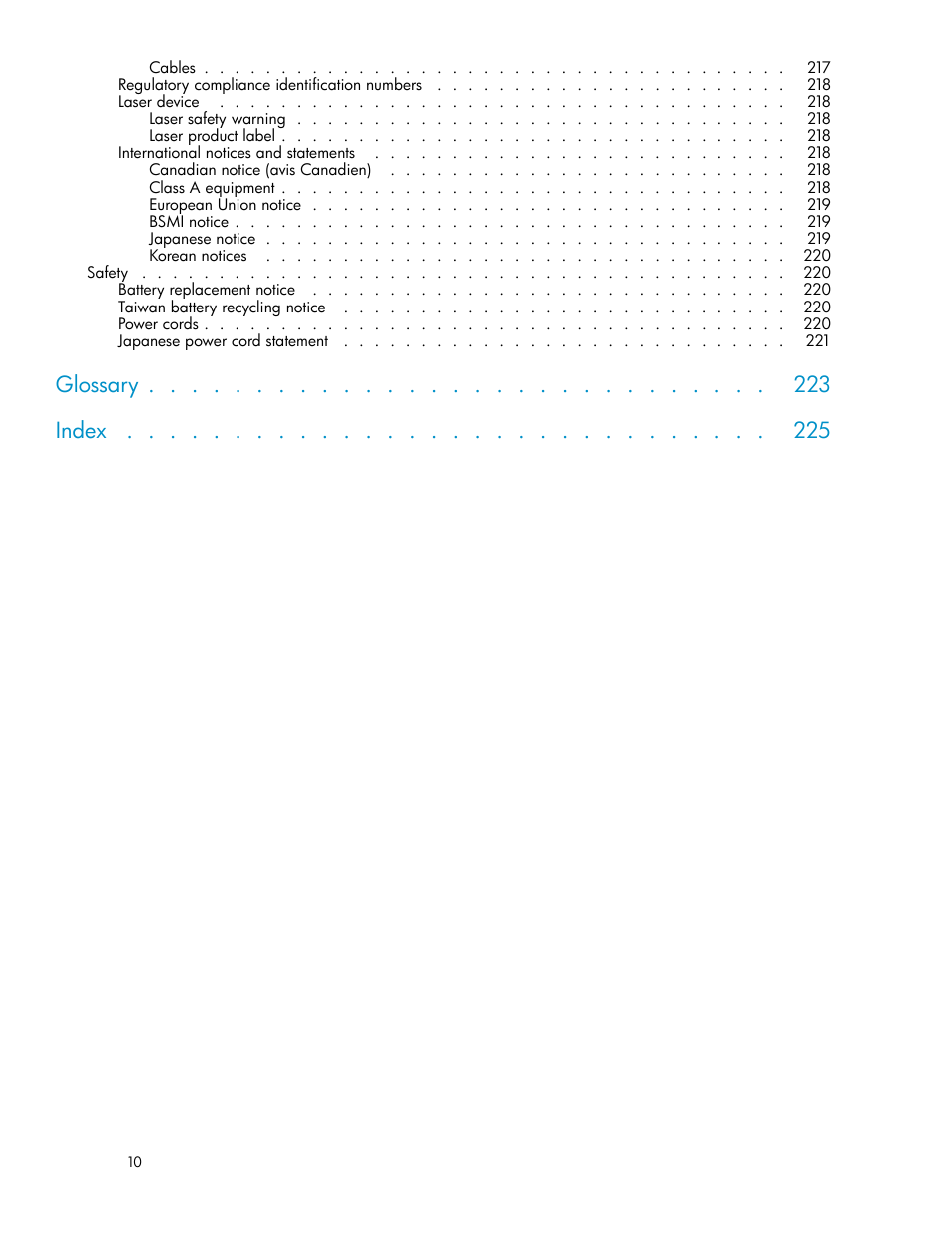 Glossary index | HP EVA Array iSCSI Connectivity Option User Manual | Page 10 / 229