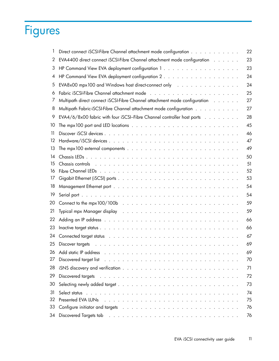 Figures | HP EVA Array iSCSI Connectivity Option User Manual | Page 11 / 229