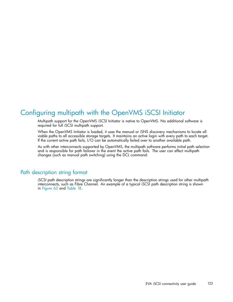 Path description string format | HP EVA Array iSCSI Connectivity Option User Manual | Page 123 / 229