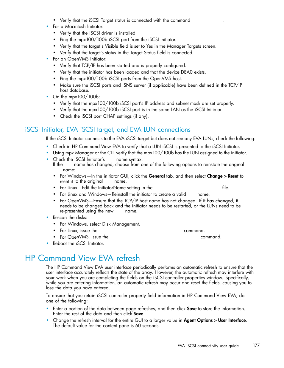 Hp command view eva refresh | HP EVA Array iSCSI Connectivity Option User Manual | Page 177 / 229