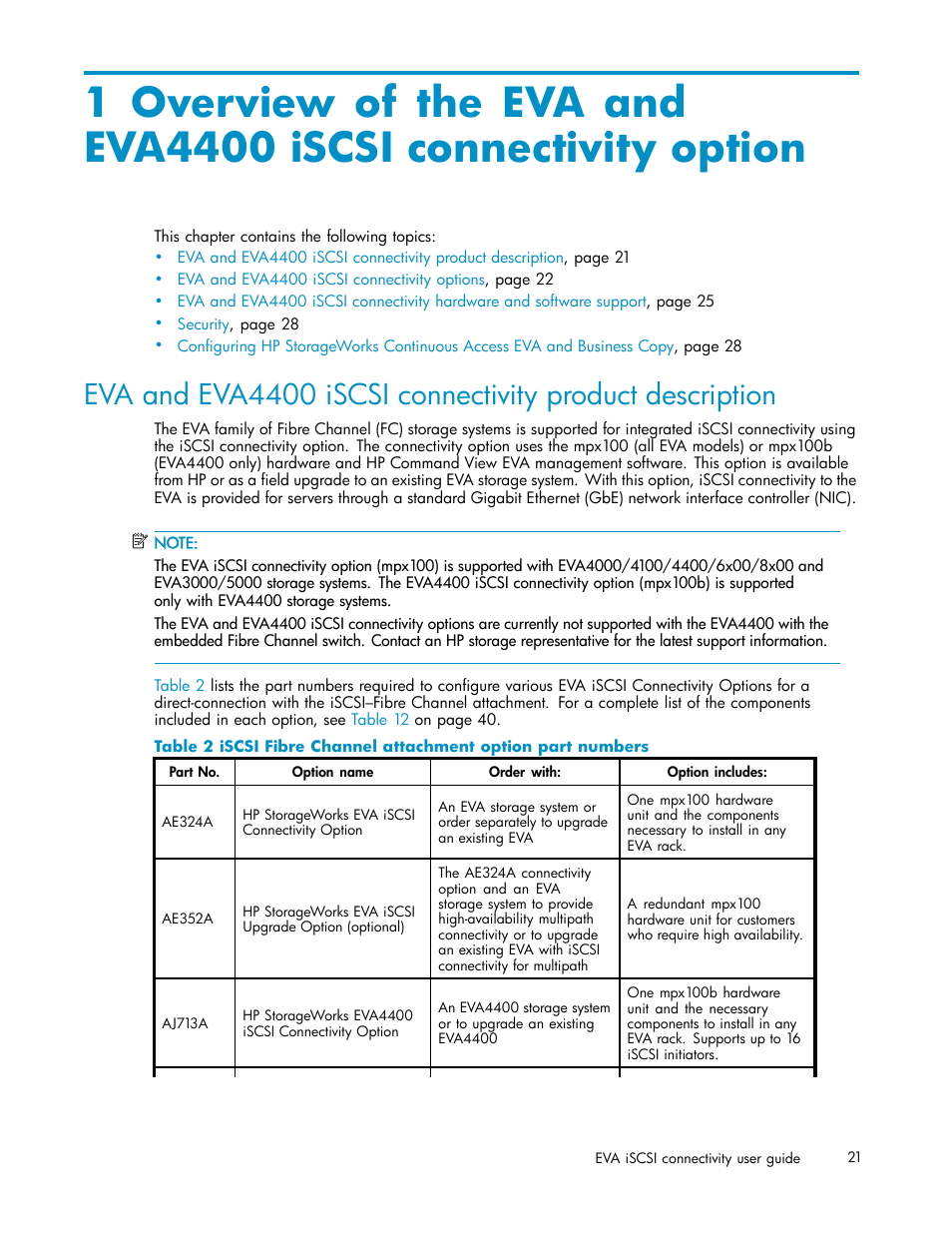 HP EVA Array iSCSI Connectivity Option User Manual | Page 21 / 229