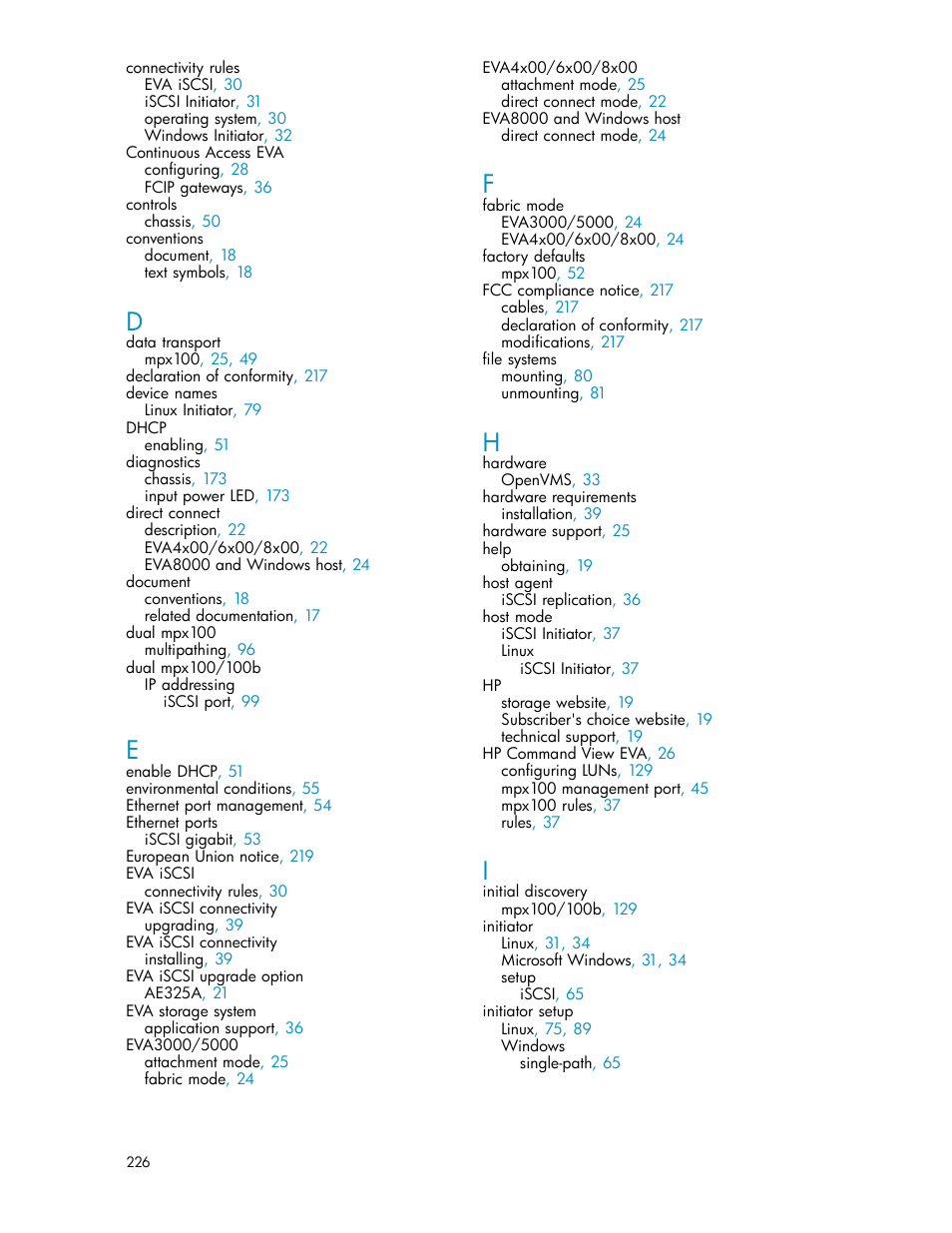 HP EVA Array iSCSI Connectivity Option User Manual | Page 226 / 229