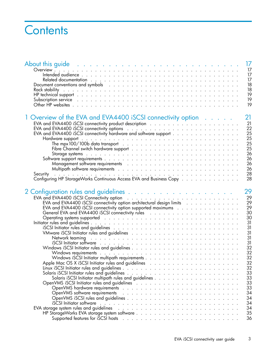 HP EVA Array iSCSI Connectivity Option User Manual | Page 3 / 229