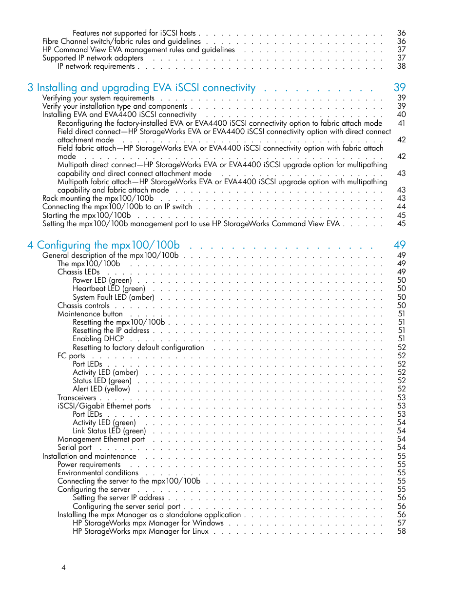 3 installing and upgrading eva iscsi connectivity | HP EVA Array iSCSI Connectivity Option User Manual | Page 4 / 229