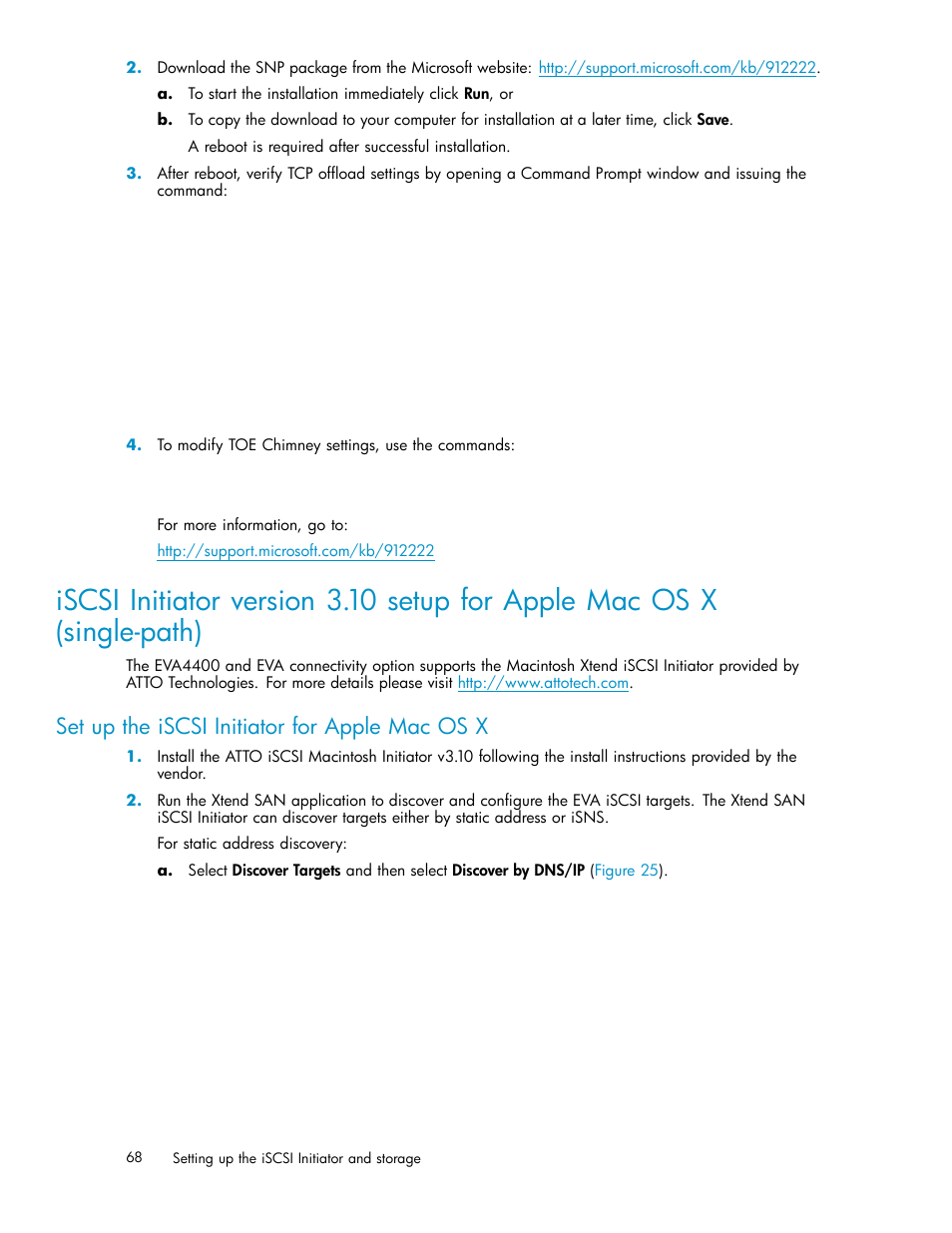 Set up the iscsi initiator for apple mac os x | HP EVA Array iSCSI Connectivity Option User Manual | Page 68 / 229