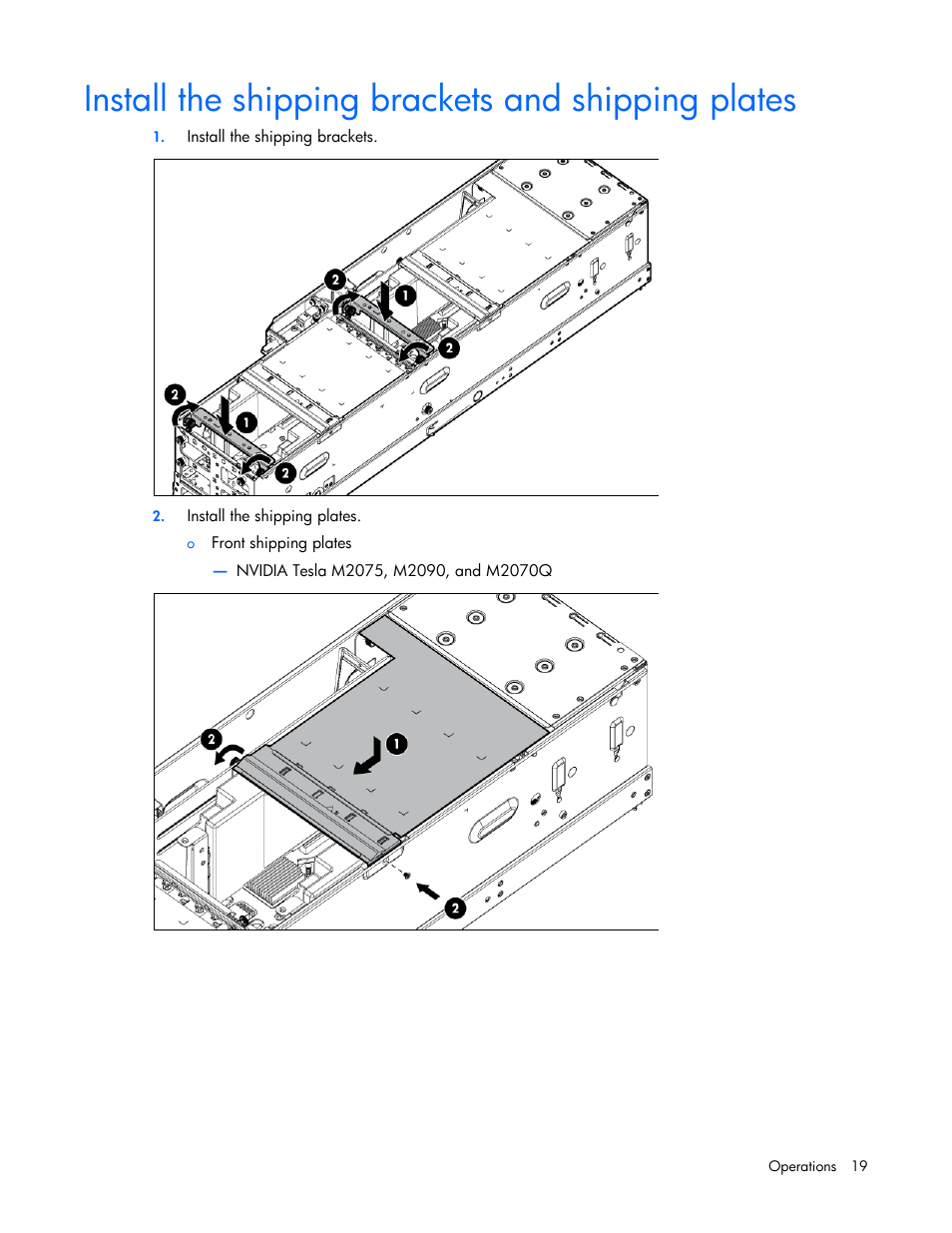 Install the shipping brackets and shipping plates | HP ProLiant SL270s Gen8 SE Server User Manual | Page 19 / 107