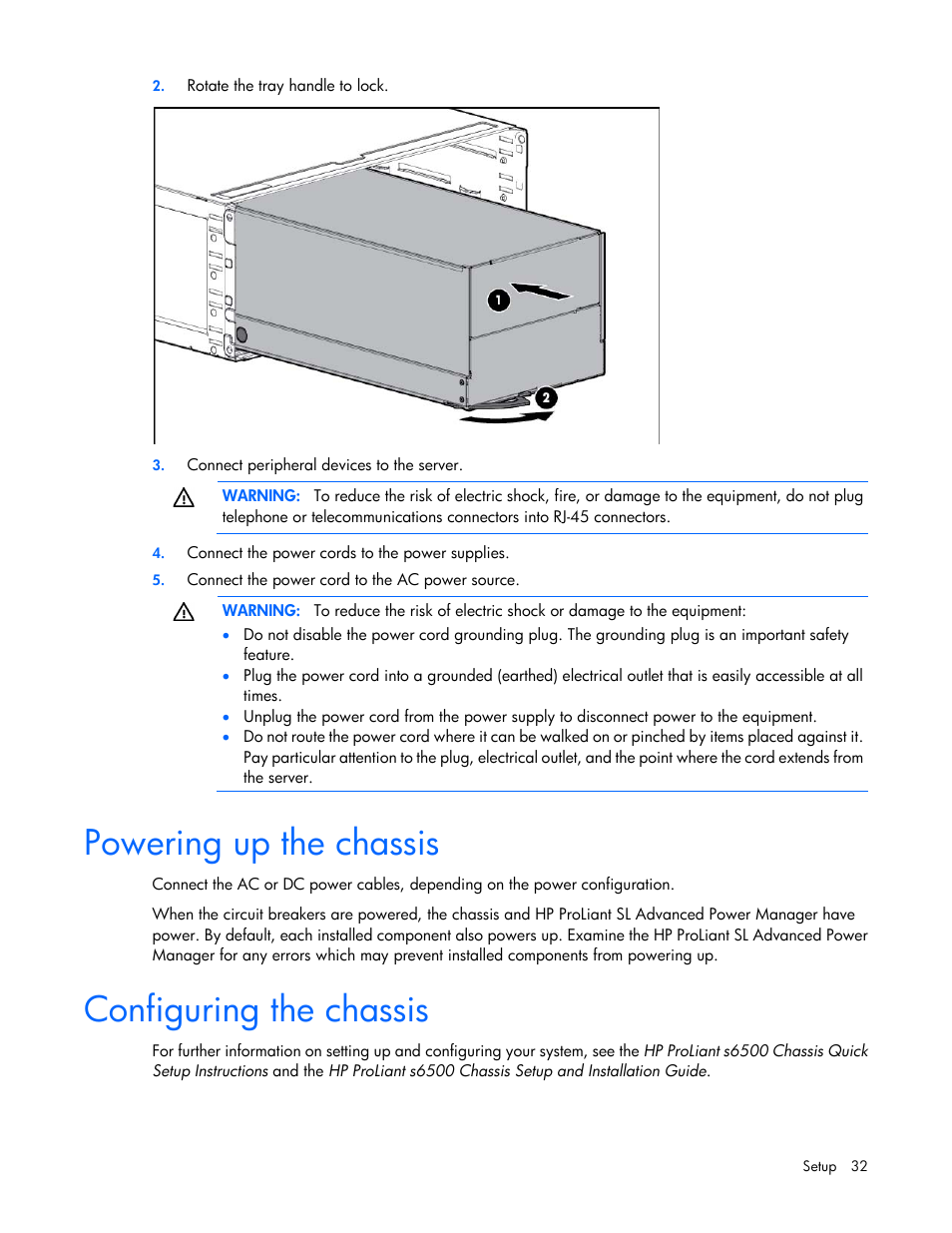 Powering up the chassis, Configuring the chassis | HP ProLiant SL270s Gen8 SE Server User Manual | Page 32 / 107