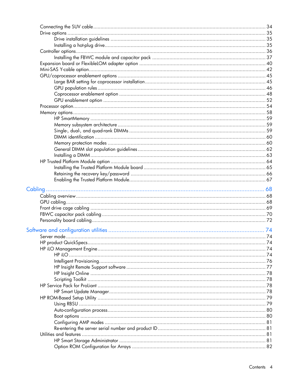 HP ProLiant SL270s Gen8 SE Server User Manual | Page 4 / 107