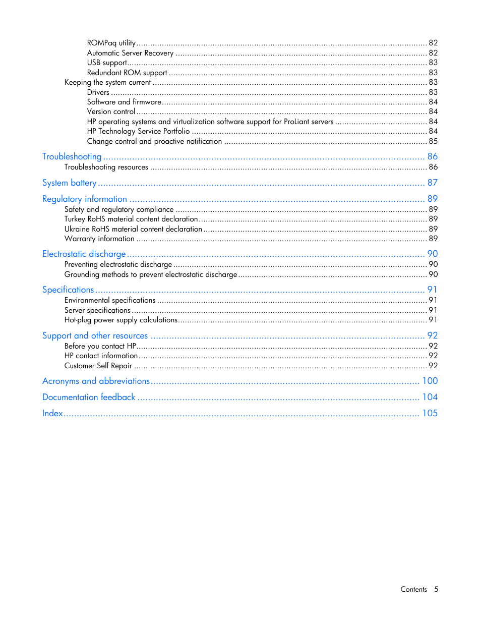 HP ProLiant SL270s Gen8 SE Server User Manual | Page 5 / 107