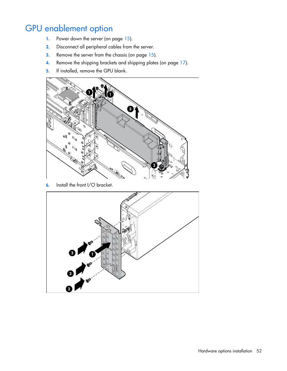 Gpu enablement option | HP ProLiant SL270s Gen8 SE Server User Manual | Page 52 / 107