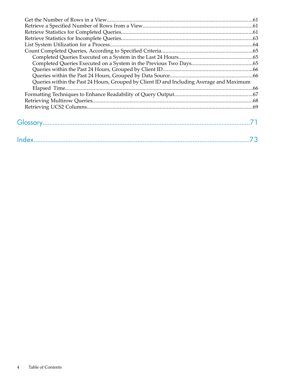 Glossary index | HP Neoview Release 2.3 Software User Manual | Page 4 / 74