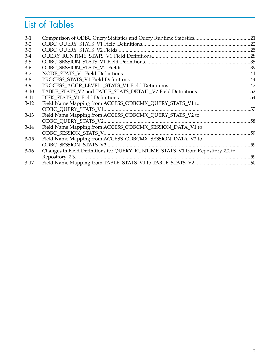 List of tables | HP Neoview Release 2.3 Software User Manual | Page 7 / 74