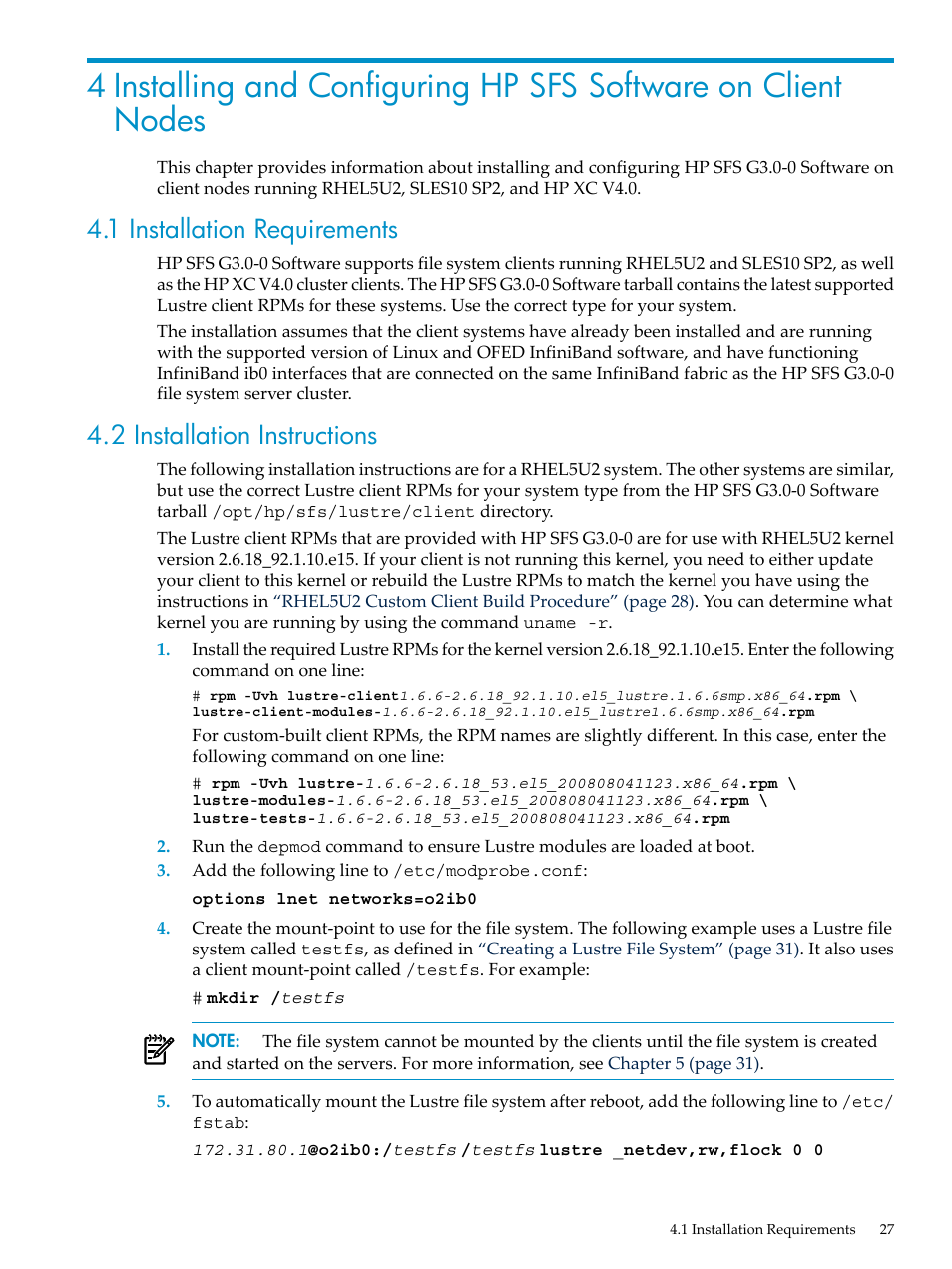 1 installation requirements, 2 installation instructions | HP StorageWorks Scalable File Share User Manual | Page 27 / 58