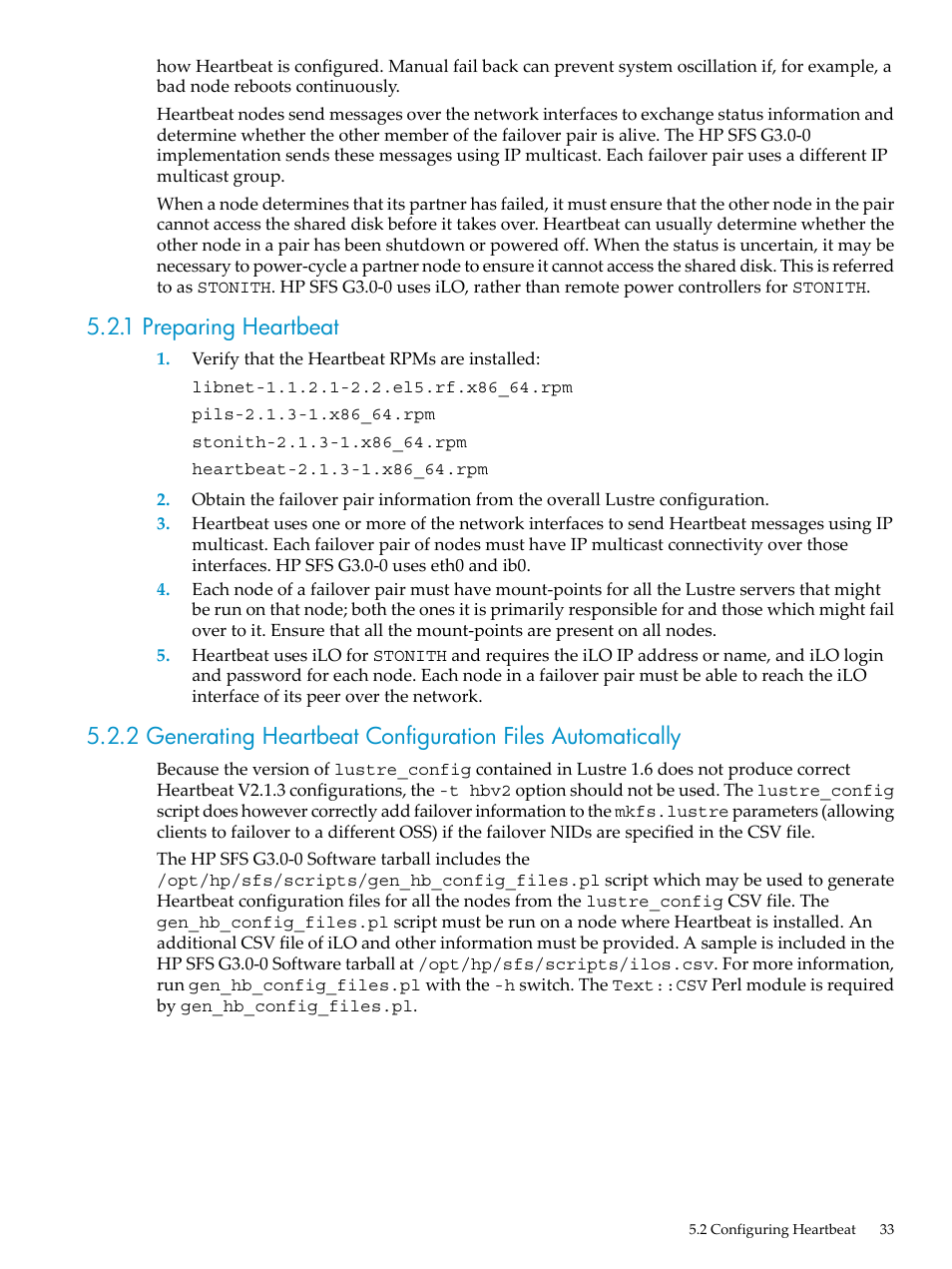 1 preparing heartbeat | HP StorageWorks Scalable File Share User Manual | Page 33 / 58
