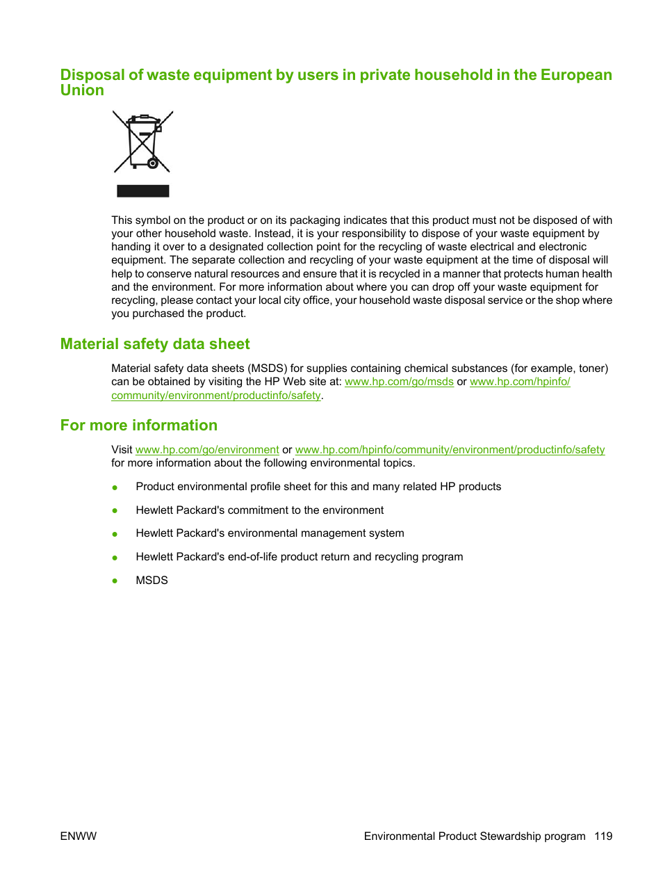 Material safety data sheet, For more information | HP LaserJet M1005 Multifunction Printer series User Manual | Page 129 / 142
