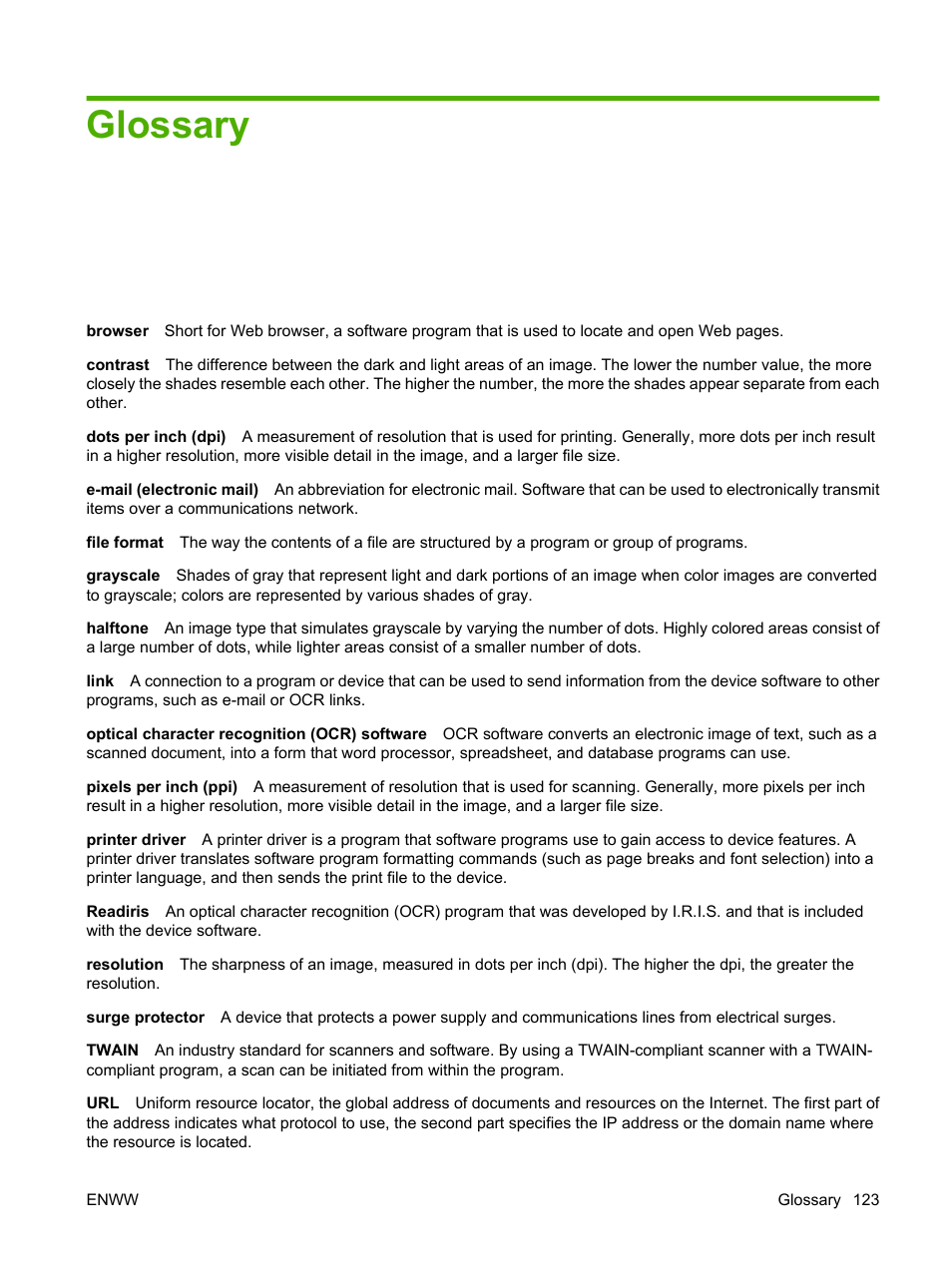 Glossary | HP LaserJet M1005 Multifunction Printer series User Manual | Page 133 / 142