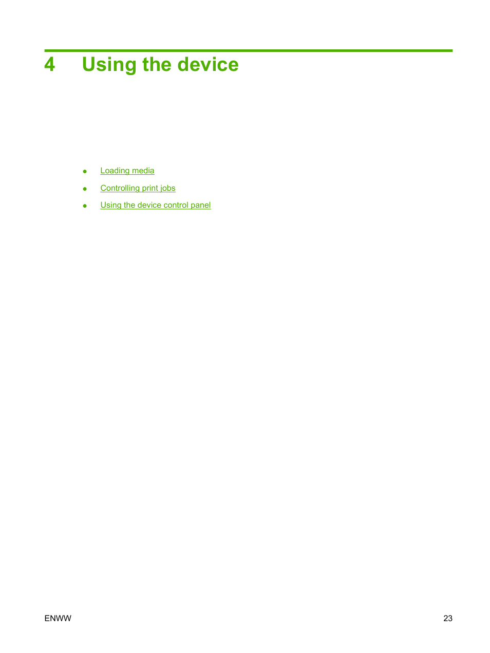 Using the device, 4 using the device, 4using the device | HP LaserJet M1005 Multifunction Printer series User Manual | Page 33 / 142