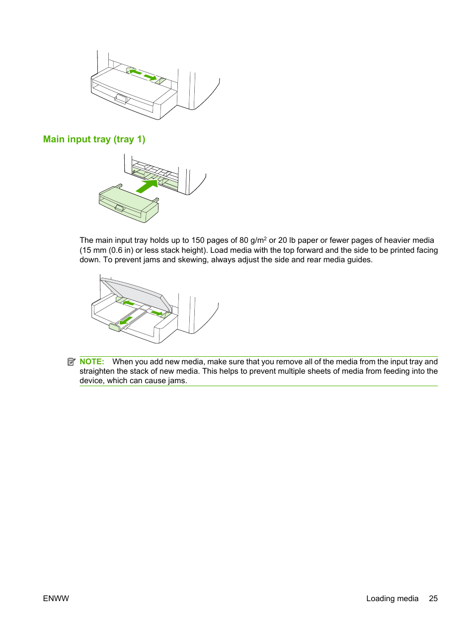 Main input tray (tray 1) | HP LaserJet M1005 Multifunction Printer series User Manual | Page 35 / 142
