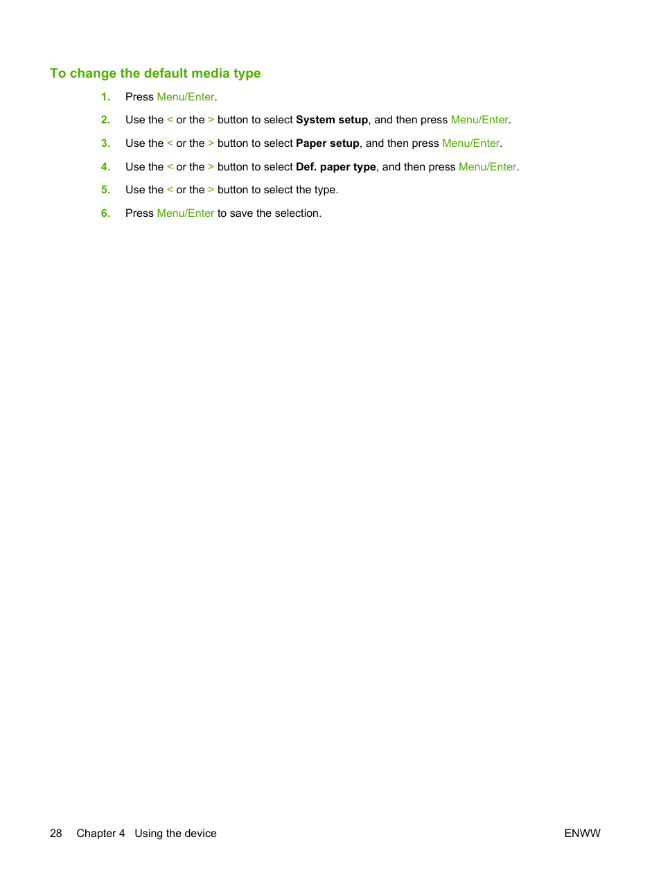 To change the default media type | HP LaserJet M1005 Multifunction Printer series User Manual | Page 38 / 142