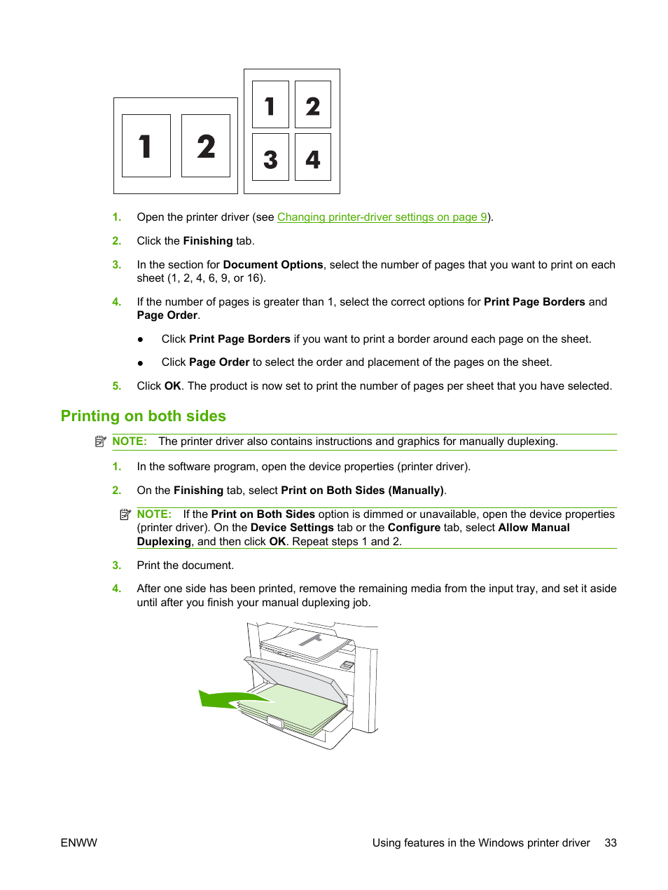 Printing on both sides | HP LaserJet M1005 Multifunction Printer series User Manual | Page 43 / 142