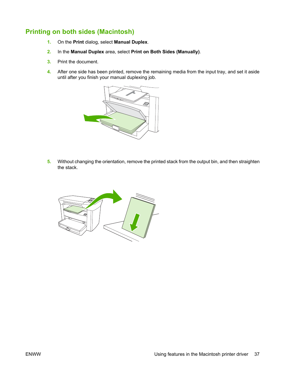 Printing on both sides (macintosh) | HP LaserJet M1005 Multifunction Printer series User Manual | Page 47 / 142