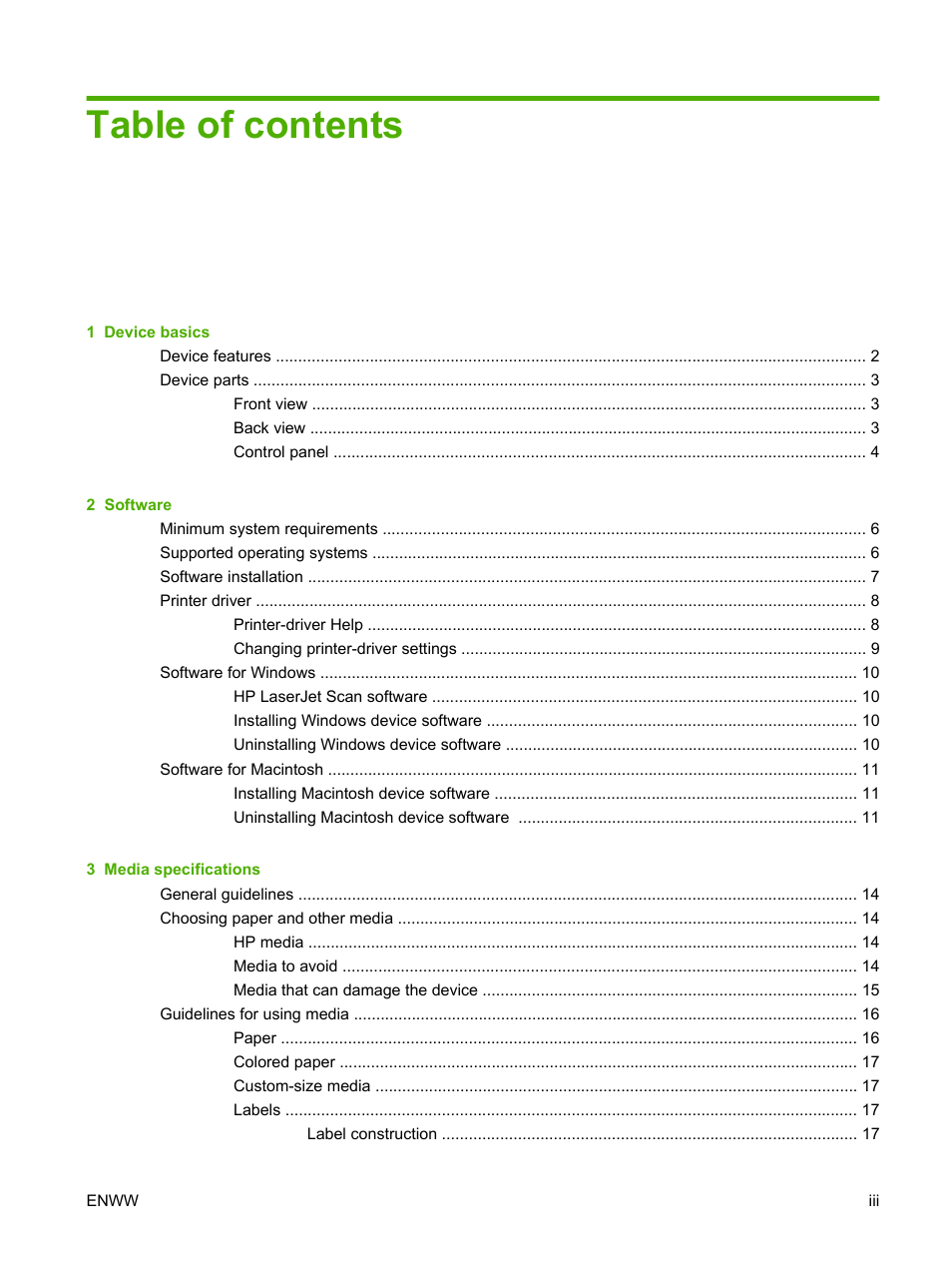 HP LaserJet M1005 Multifunction Printer series User Manual | Page 5 / 142