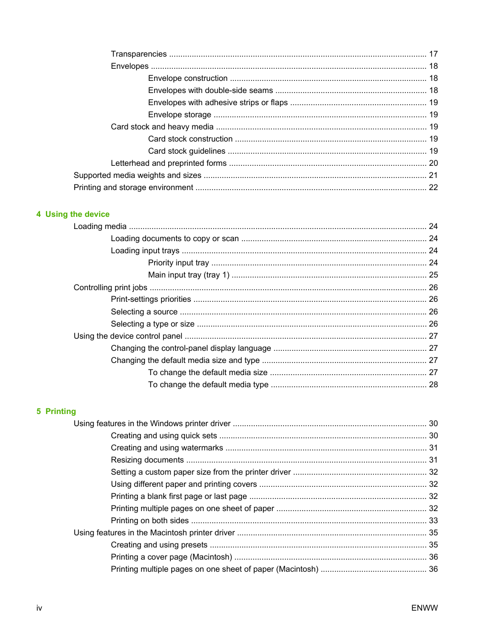 HP LaserJet M1005 Multifunction Printer series User Manual | Page 6 / 142
