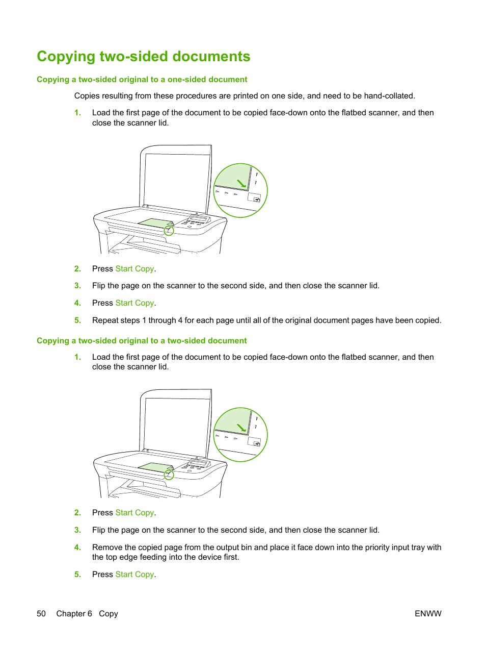 Copying two-sided documents | HP LaserJet M1005 Multifunction Printer series User Manual | Page 60 / 142