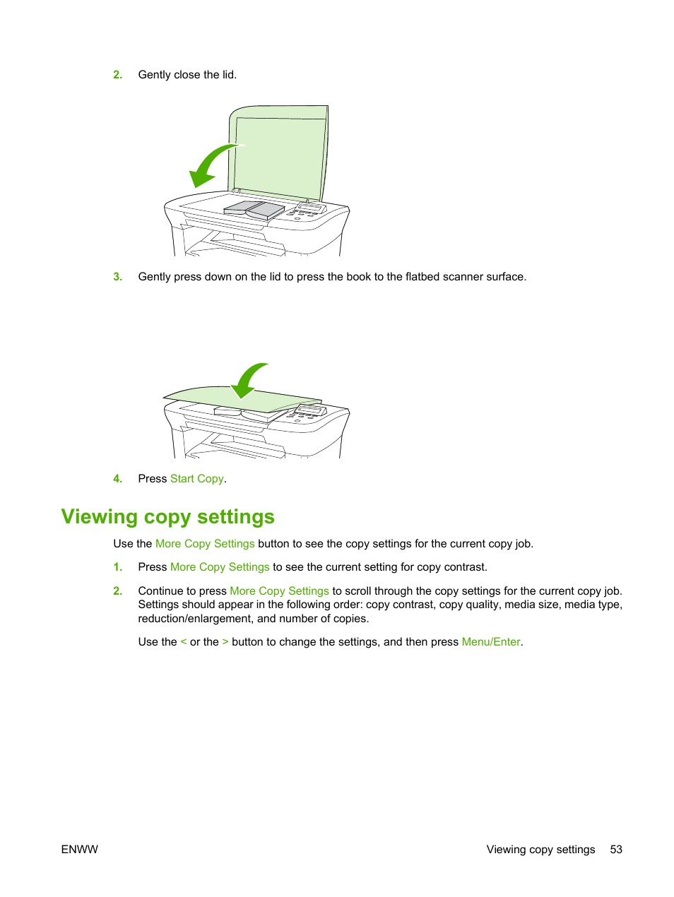 Viewing copy settings | HP LaserJet M1005 Multifunction Printer series User Manual | Page 63 / 142