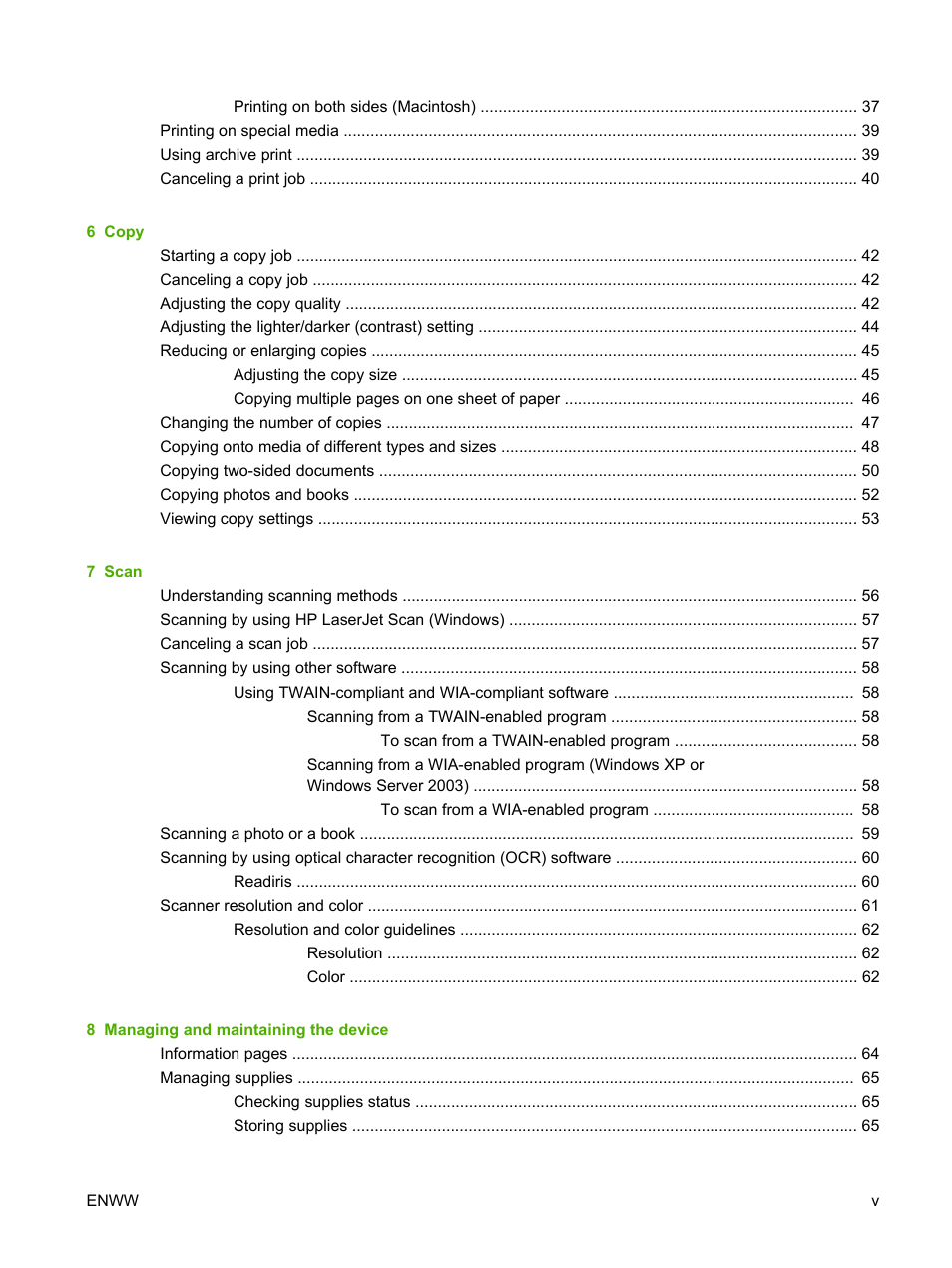HP LaserJet M1005 Multifunction Printer series User Manual | Page 7 / 142