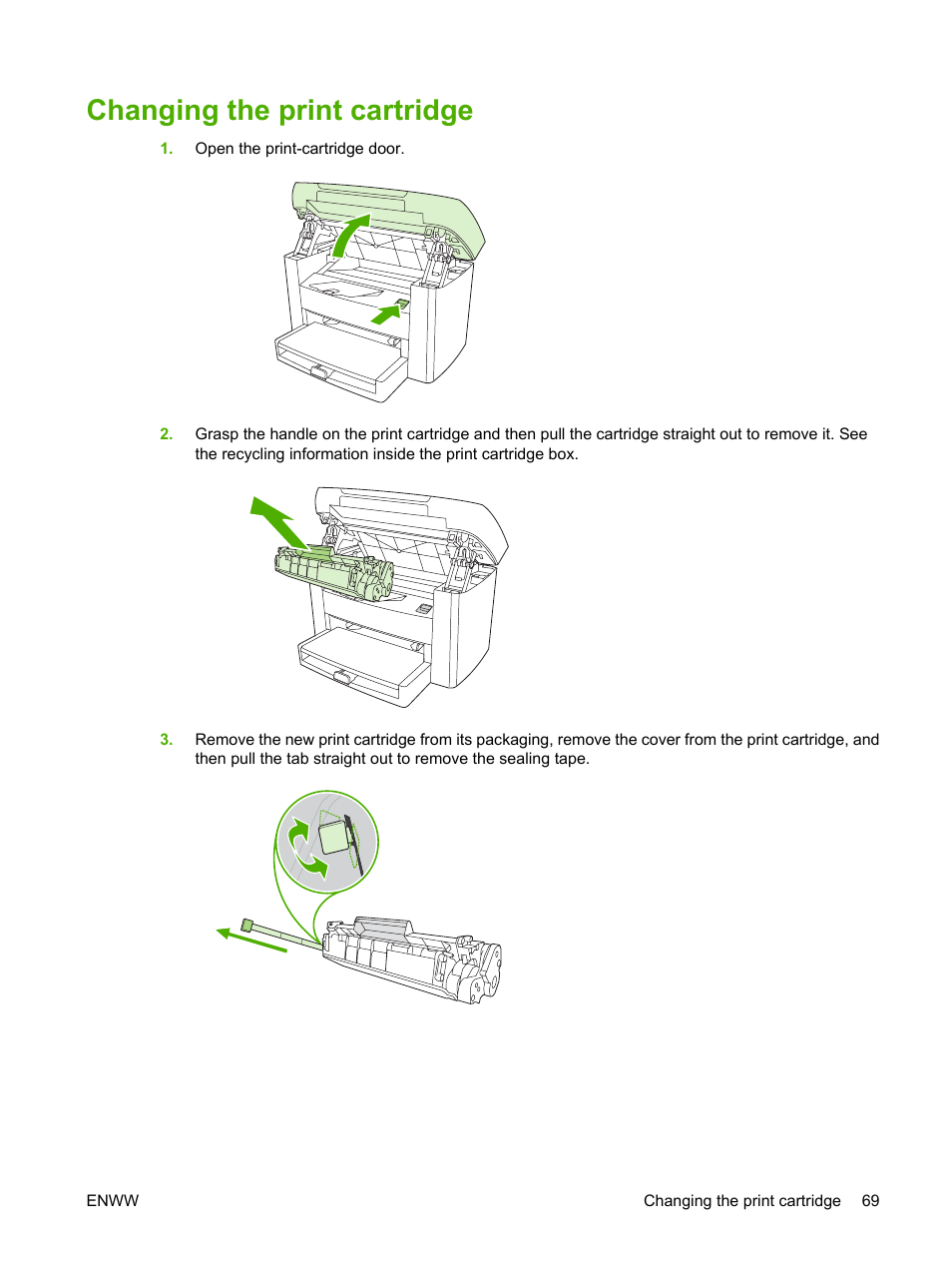 Changing the print cartridge | HP LaserJet M1005 Multifunction Printer series User Manual | Page 79 / 142