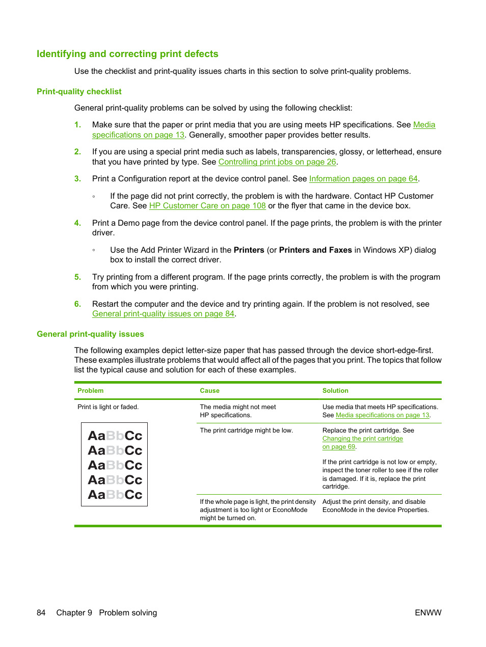 Identifying and correcting print defects, Print-quality checklist, General print-quality issues | HP LaserJet M1005 Multifunction Printer series User Manual | Page 94 / 142