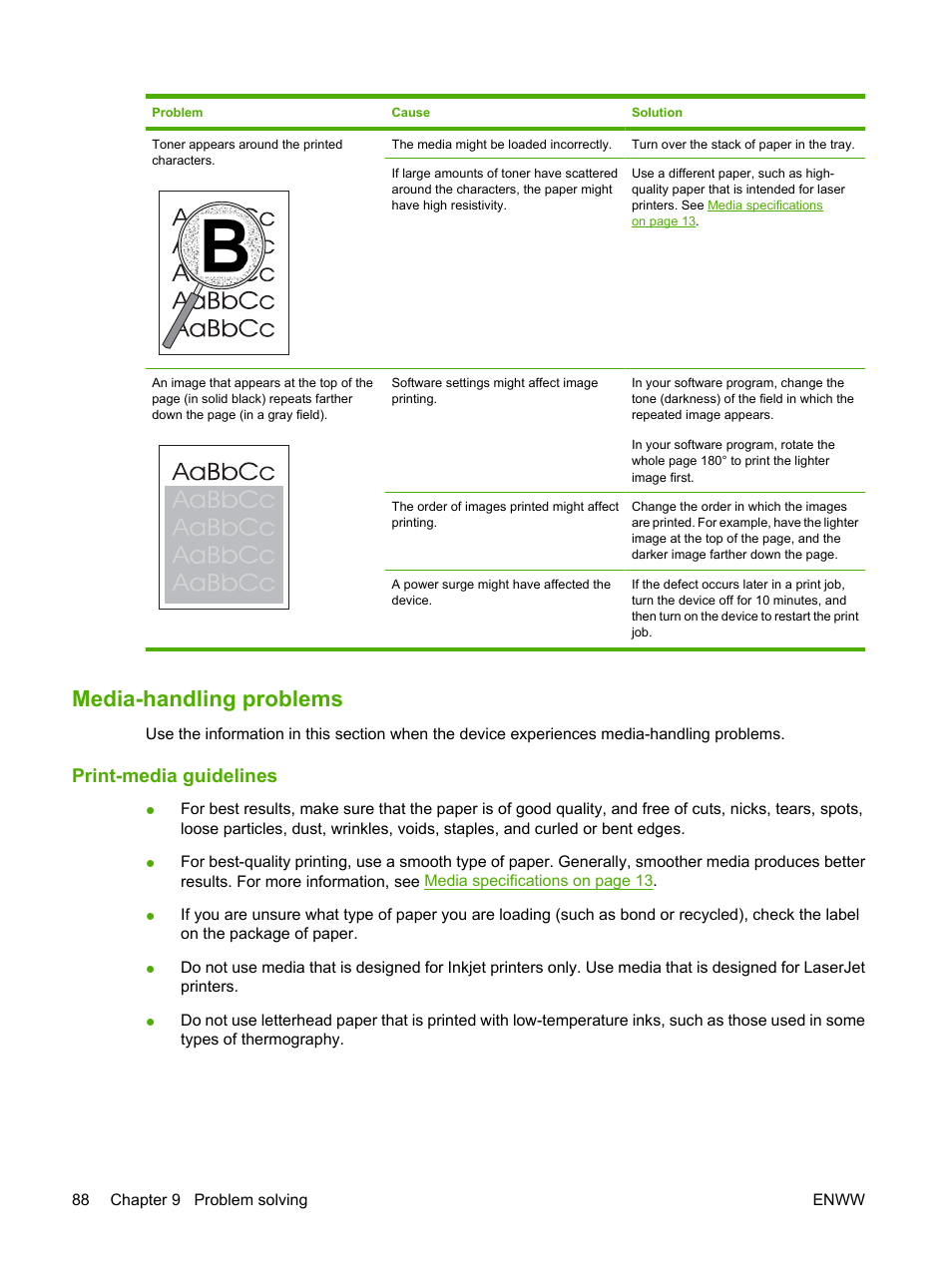 Media-handling problems, Print-media guidelines | HP LaserJet M1005 Multifunction Printer series User Manual | Page 98 / 142