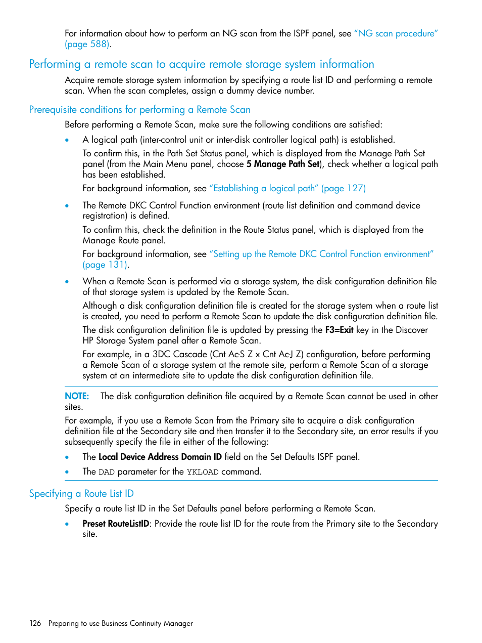 Specifying a route list id | HP XP Racks User Manual | Page 126 / 764