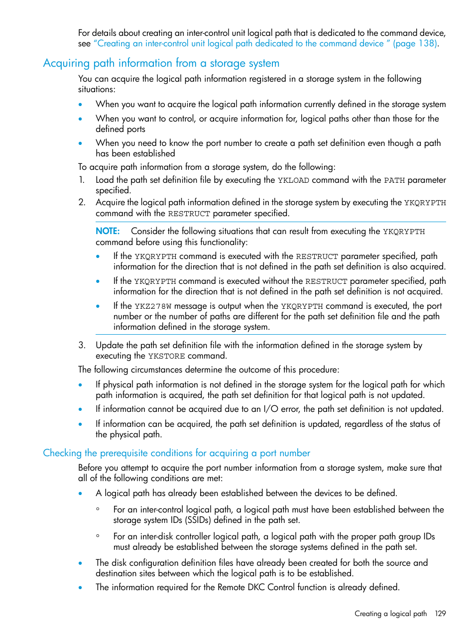 Acquiring path information from a storage system, Acquiring | HP XP Racks User Manual | Page 129 / 764