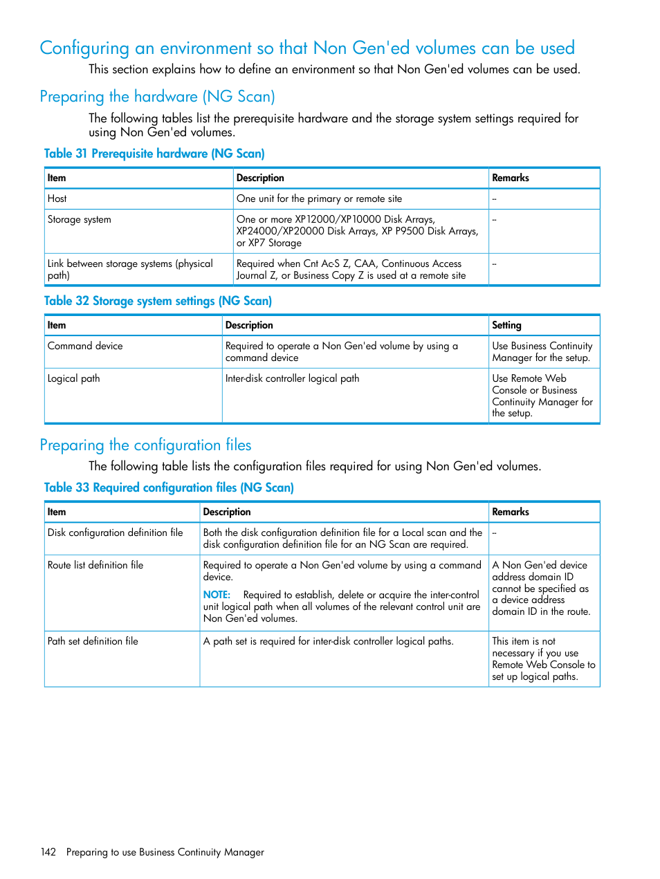 Preparing the hardware (ng scan), Preparing the configuration files | HP XP Racks User Manual | Page 142 / 764