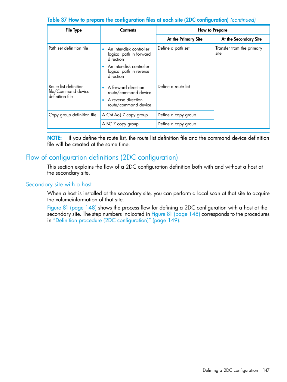 Secondary site with a host | HP XP Racks User Manual | Page 147 / 764