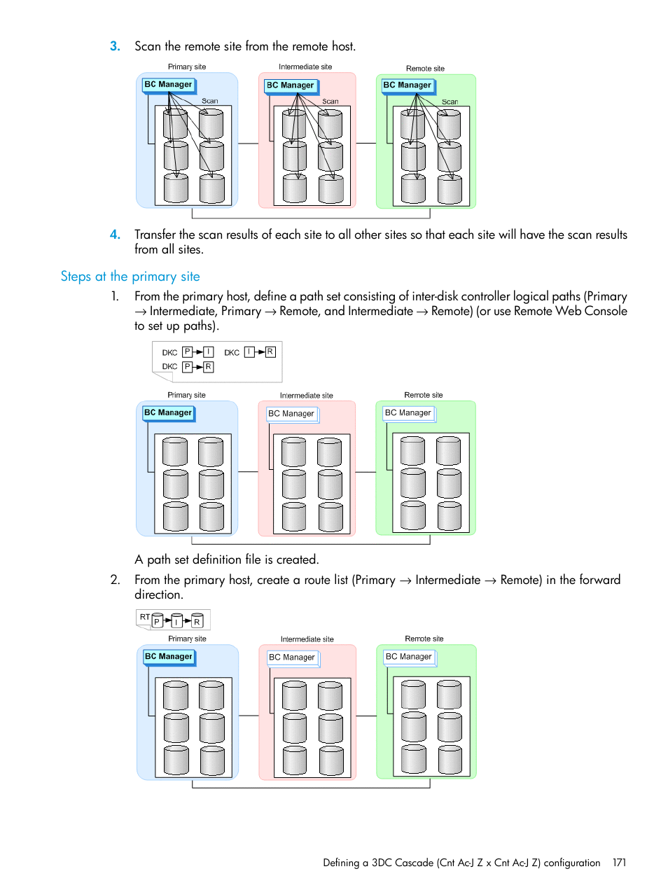 Steps at the primary site | HP XP Racks User Manual | Page 171 / 764