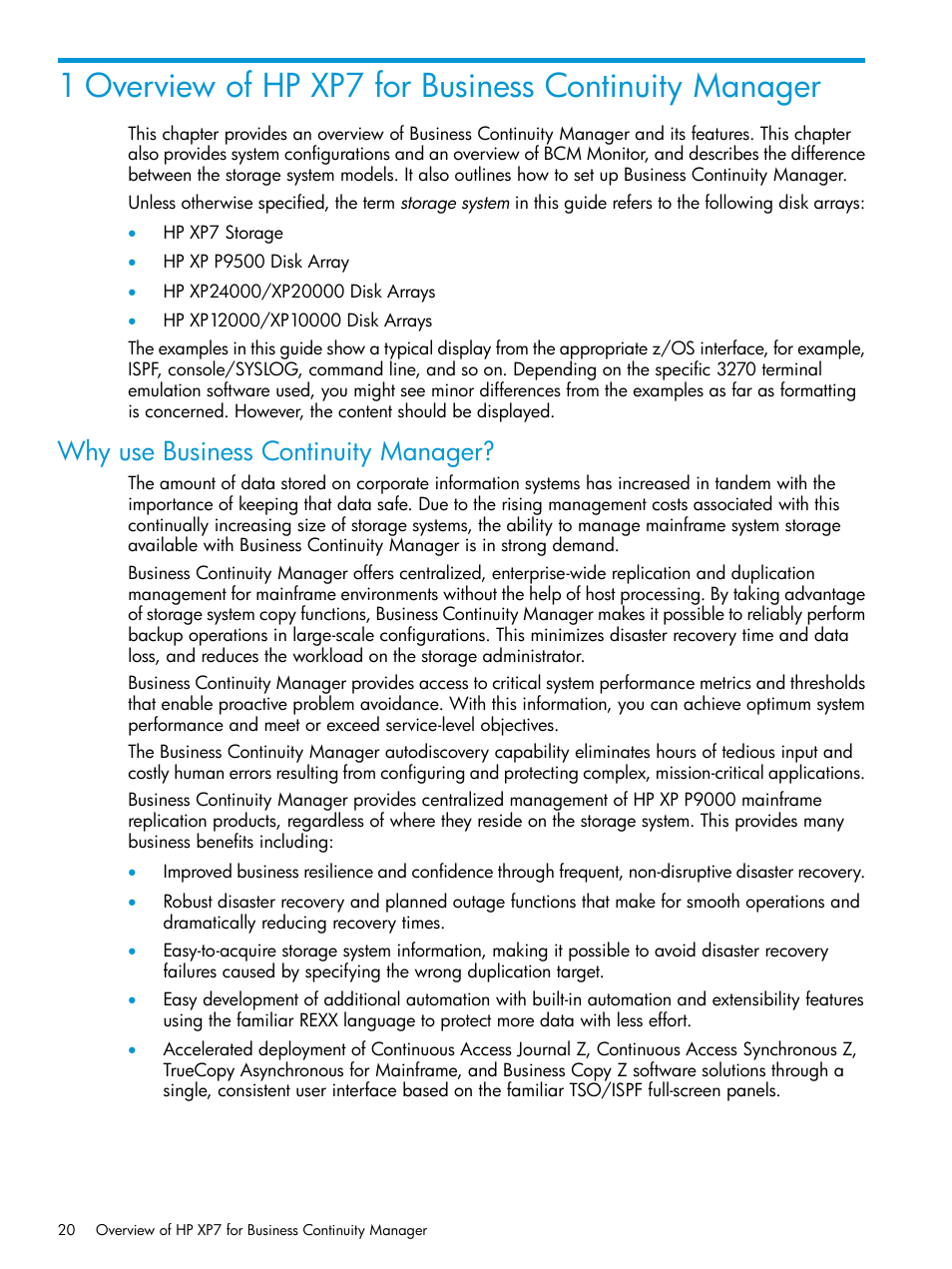 Why use business continuity manager | HP XP Racks User Manual | Page 20 / 764