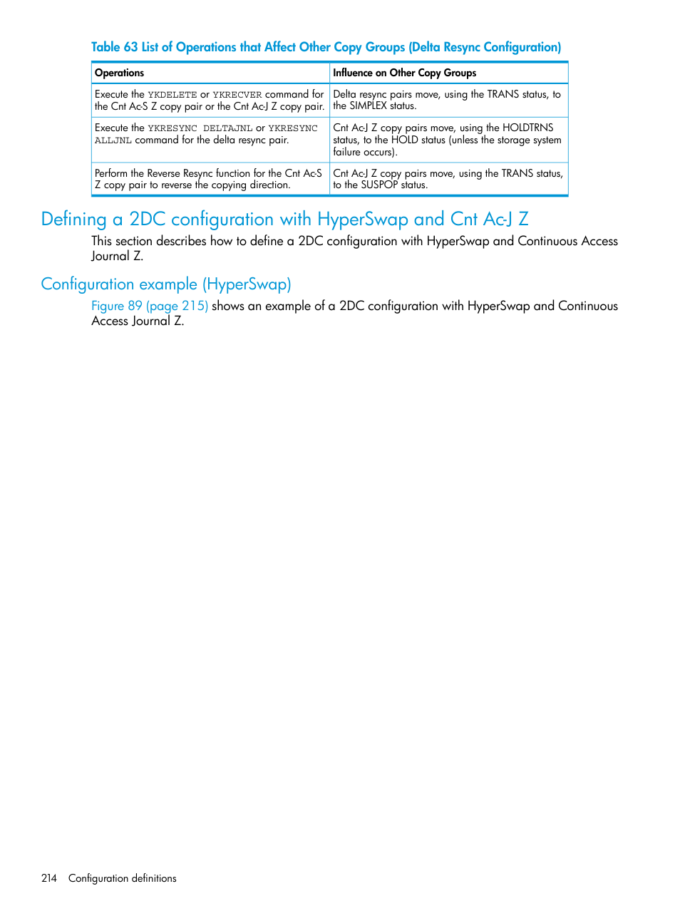Configuration example (hyperswap) | HP XP Racks User Manual | Page 214 / 764