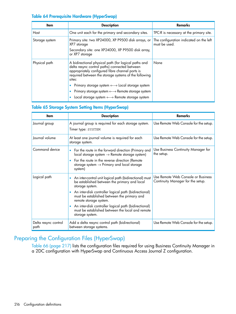 Preparing the configuration files (hyperswap) | HP XP Racks User Manual | Page 216 / 764