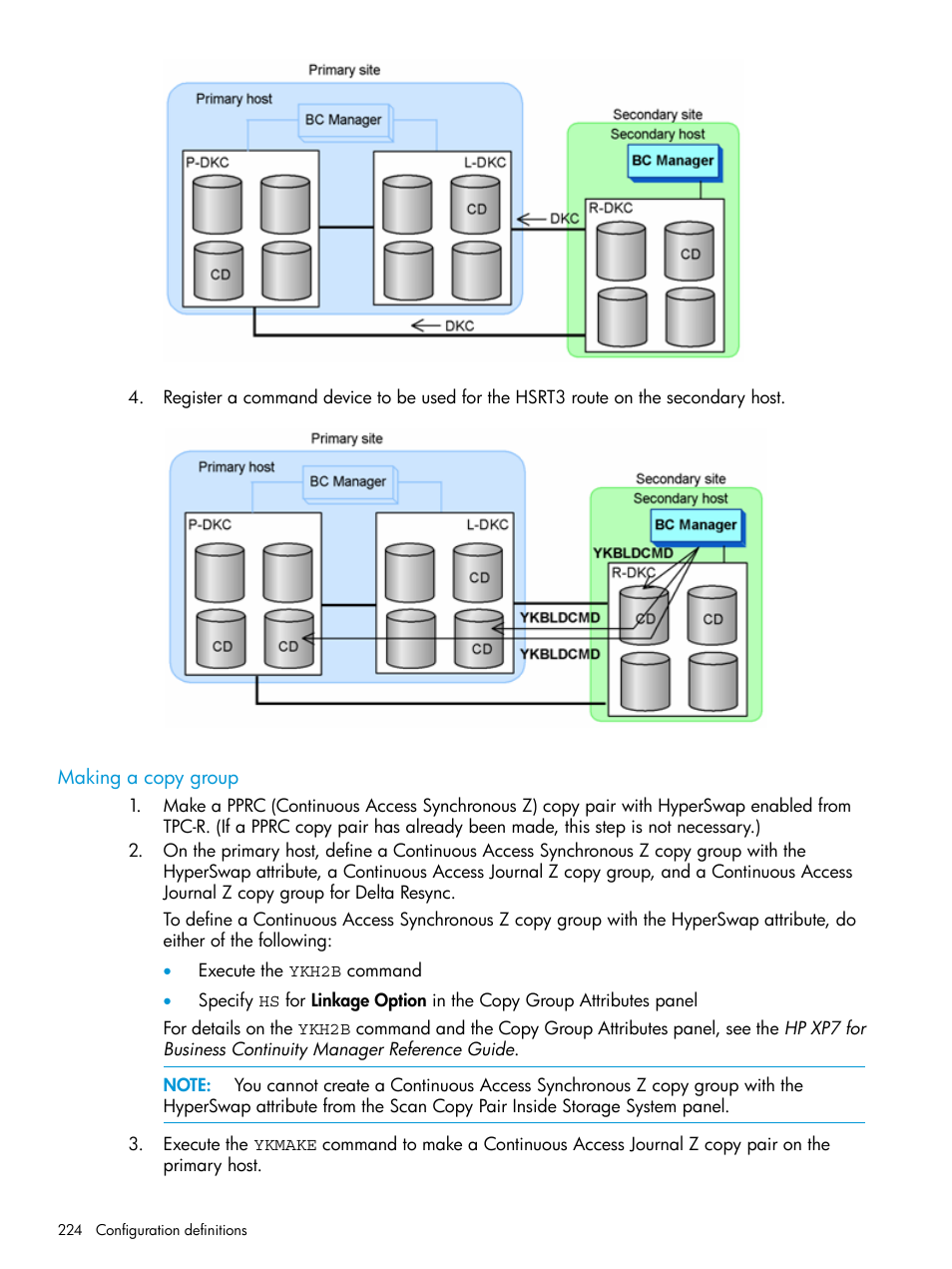 Making a copy group | HP XP Racks User Manual | Page 224 / 764
