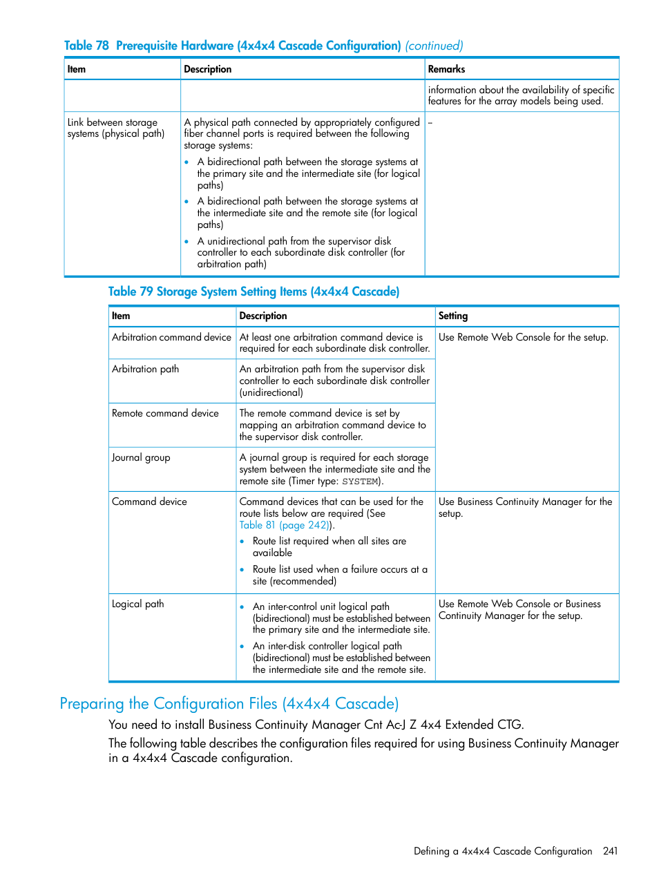 Preparing the configuration files (4x4x4 cascade) | HP XP Racks User Manual | Page 241 / 764