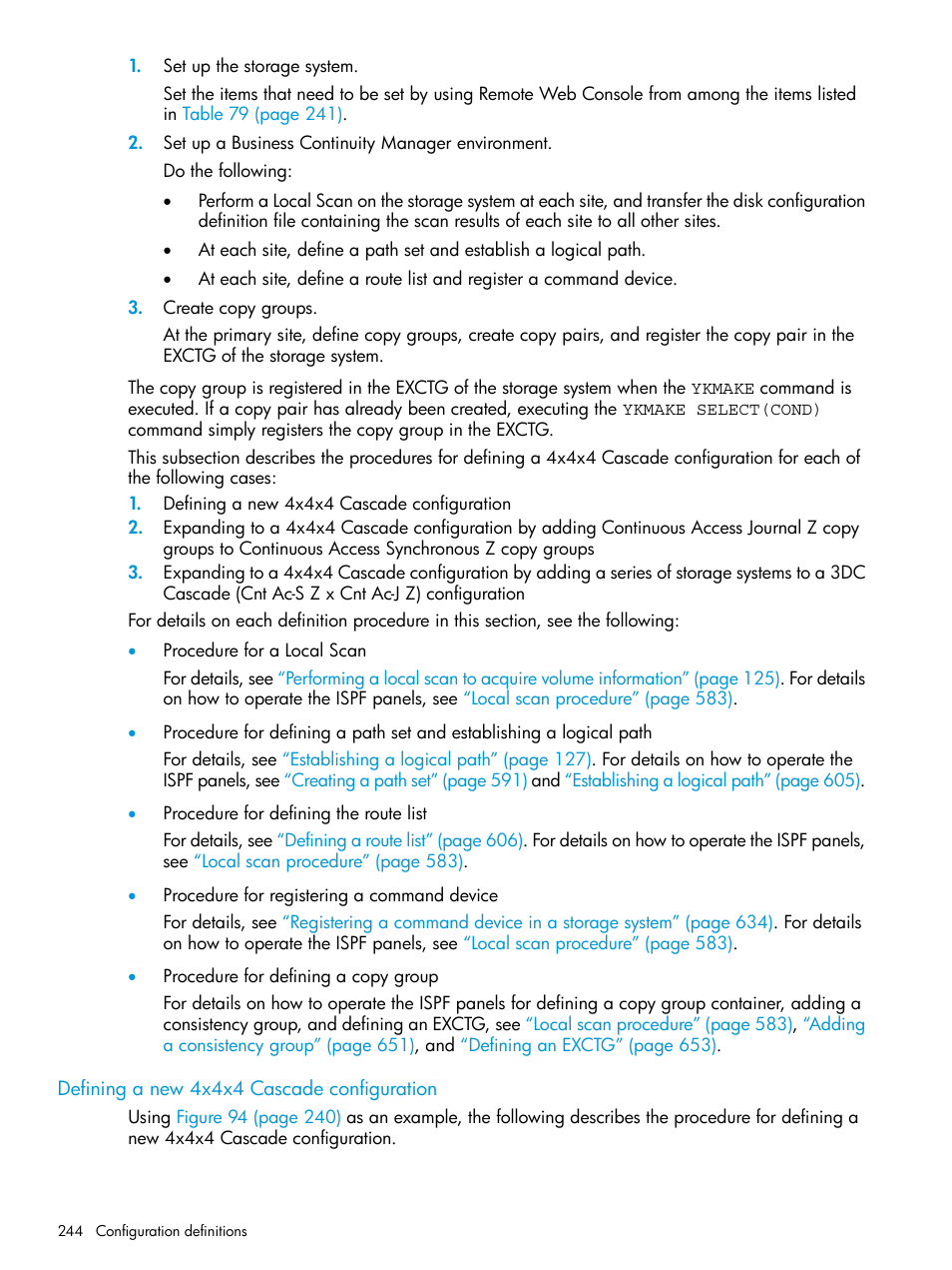 Defining a new 4x4x4 cascade configuration | HP XP Racks User Manual | Page 244 / 764