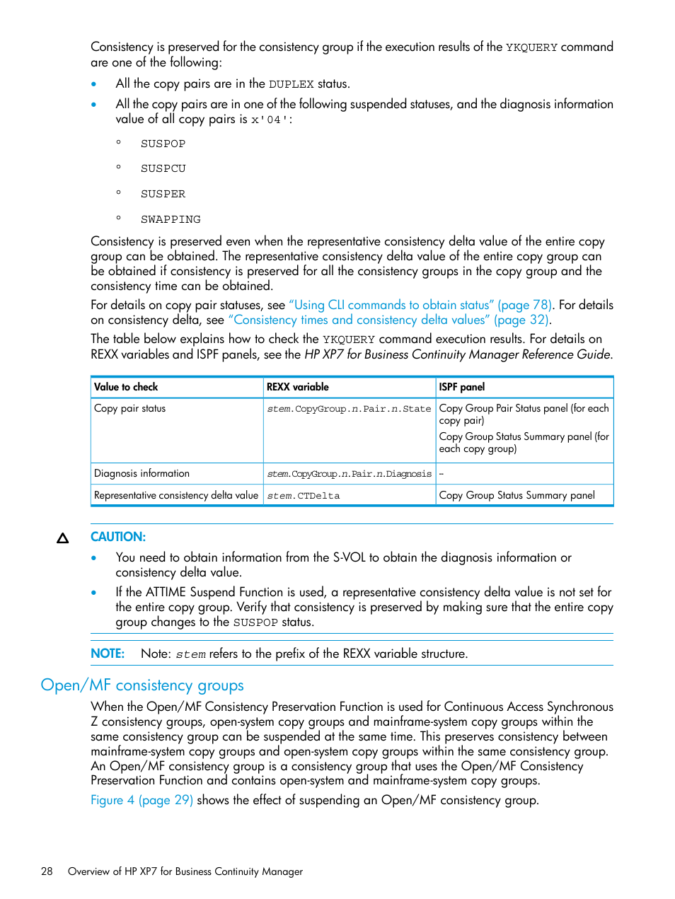 Open/mf consistency groups, Open/mf | HP XP Racks User Manual | Page 28 / 764
