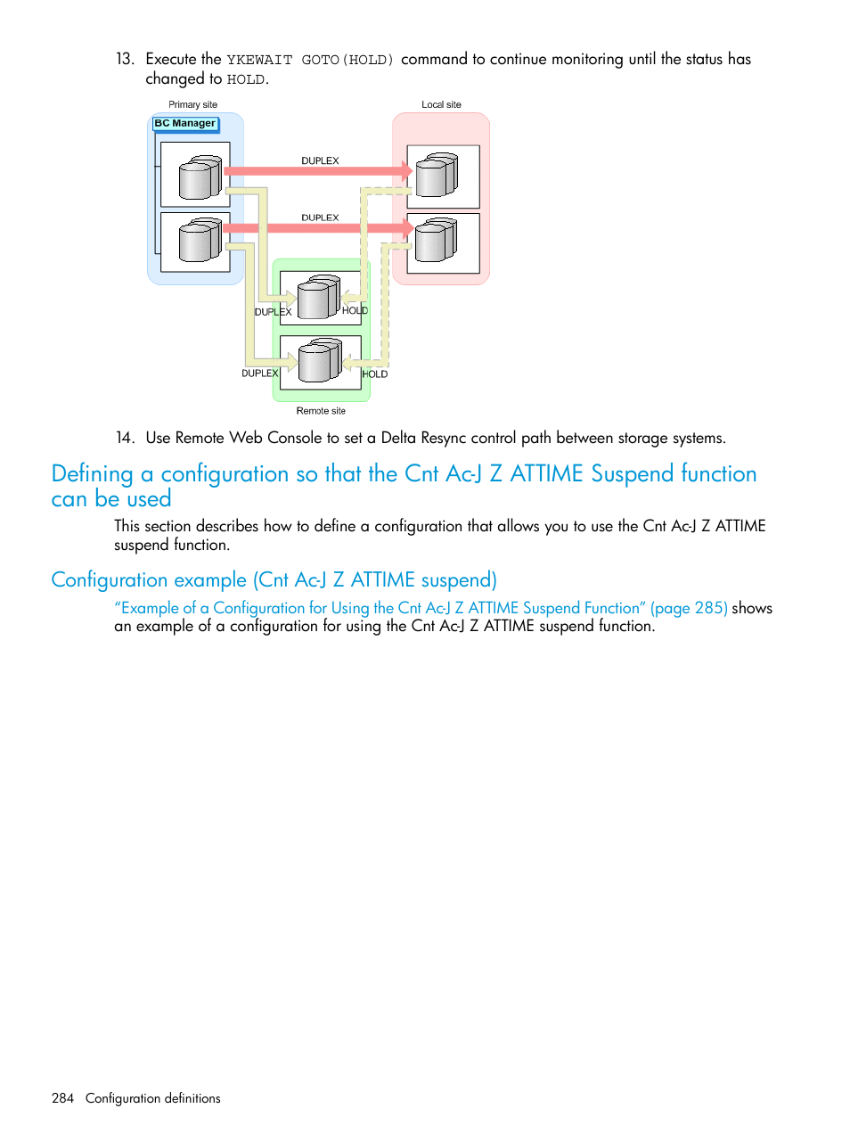 Configuration example (cnt ac-j z attime suspend) | HP XP Racks User Manual | Page 284 / 764