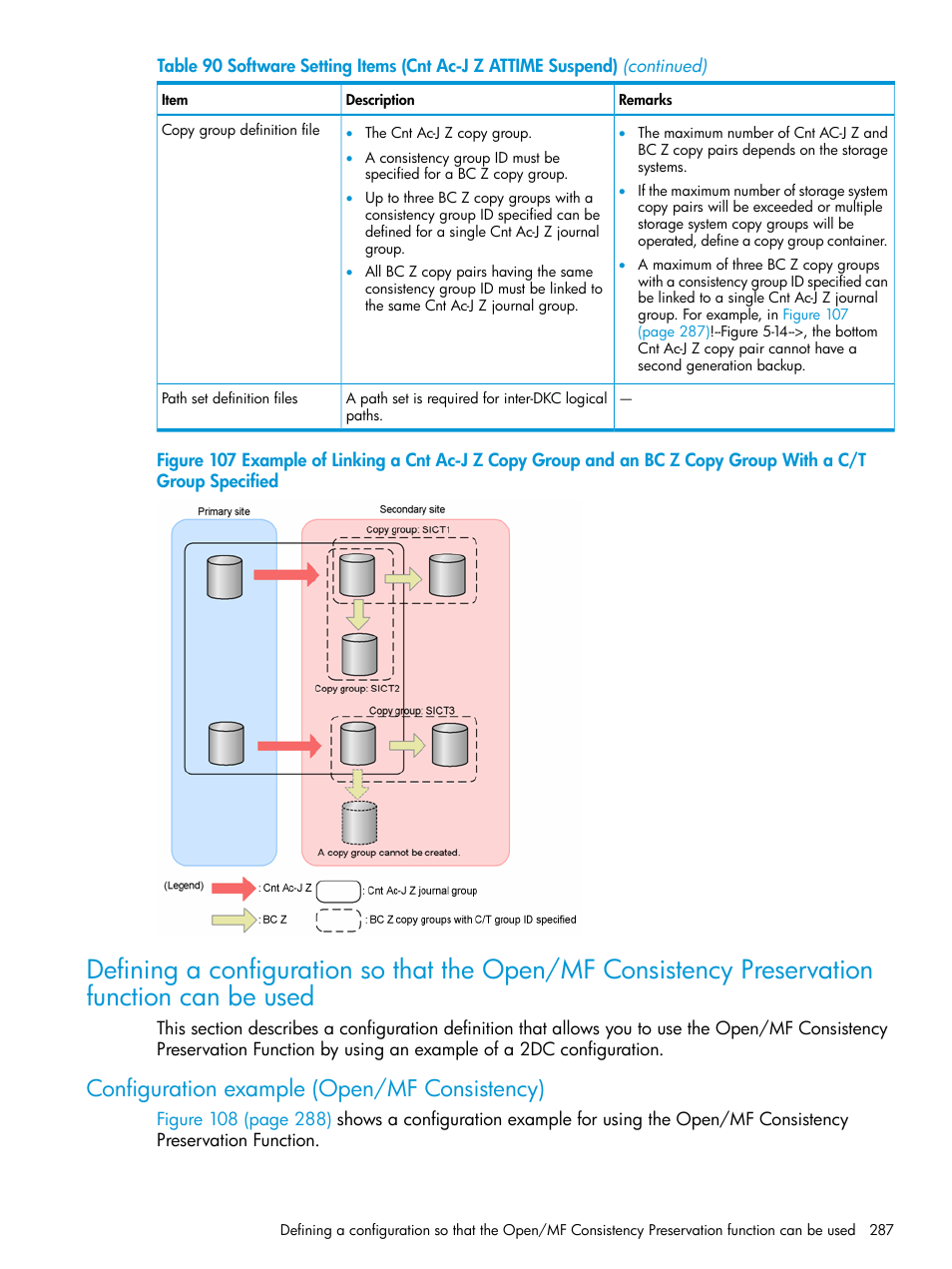 Configuration example (open/mf consistency) | HP XP Racks User Manual | Page 287 / 764